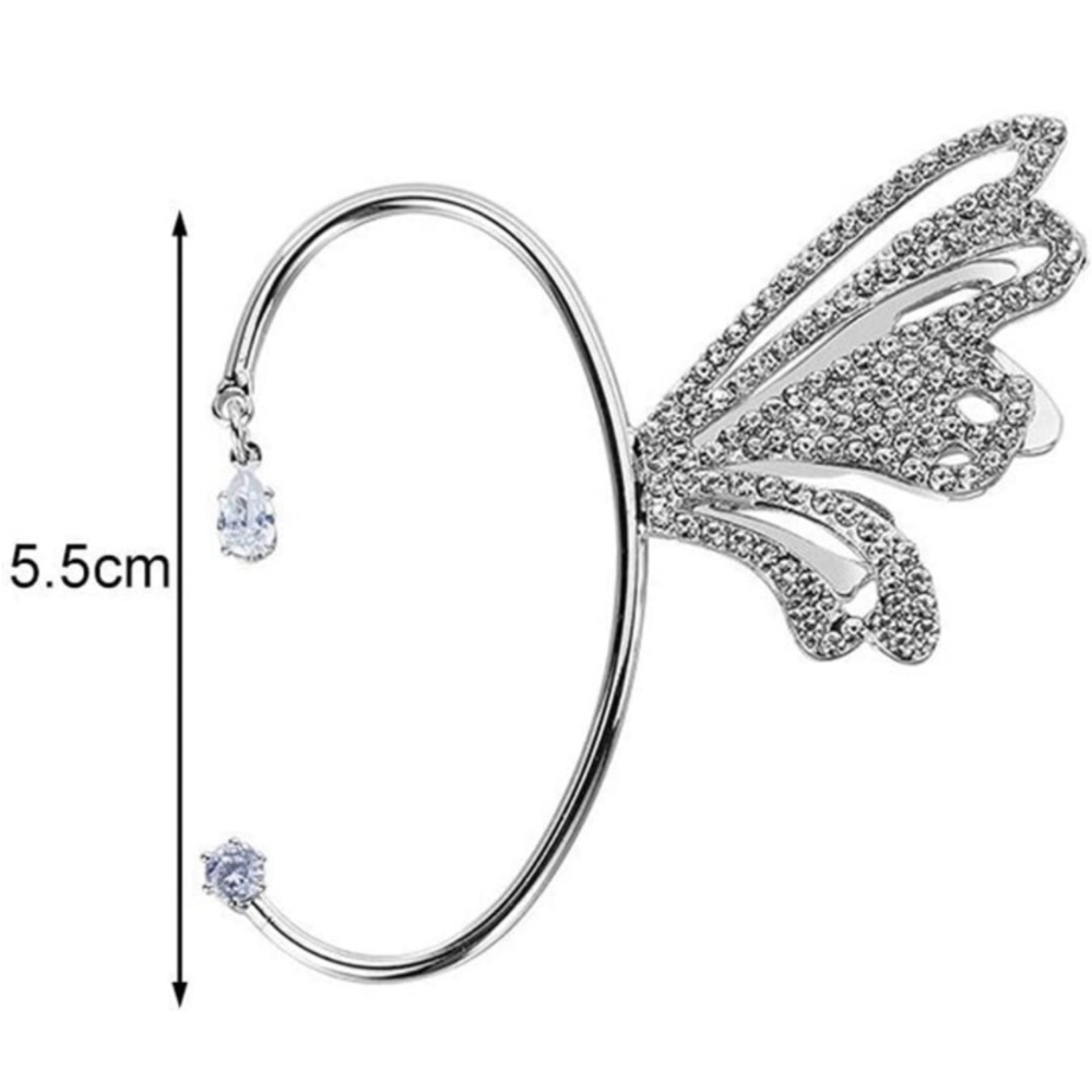 Shimmering Silver Pavé Butterfly Fairy Goddess Festival Ear Cuff - Picture 4 of 7